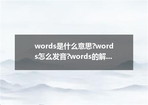 words是什么意思?words怎么发音?words的解释和用法