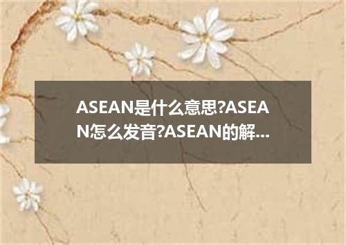 ASEAN是什么意思?ASEAN怎么发音?ASEAN的解释和用法