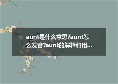 aunt是什么意思?aunt怎么发音?aunt的解释和用法