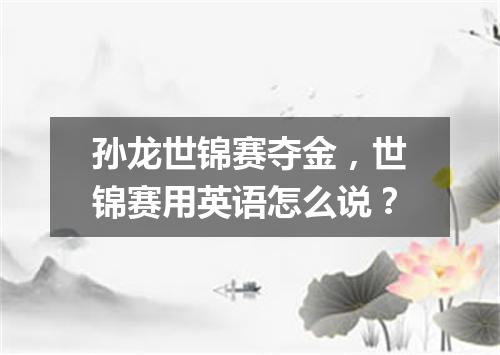 孙龙世锦赛夺金,世锦赛用英语怎么说?