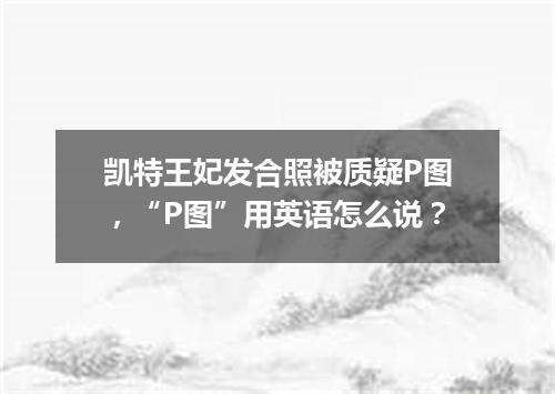 凯特王妃发合照被质疑P图,“P图”用英语怎么说?