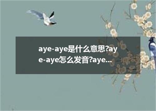aye-aye是什么意思?aye-aye怎么发音?aye-aye的解释和用法