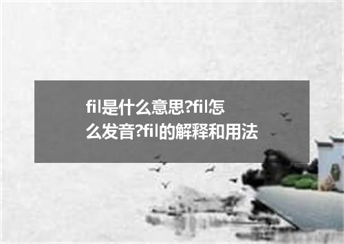 fil是什么意思?fil怎么发音?fil的解释和用法