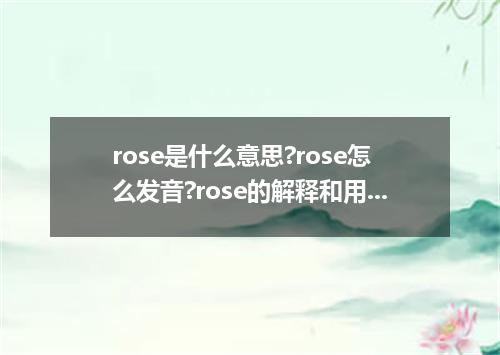 rose是什么意思?rose怎么发音?rose的解释和用法