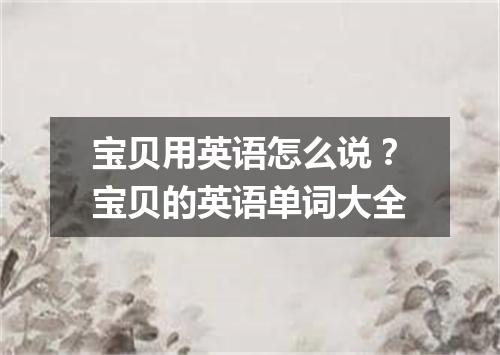 宝贝用英语怎么说?宝贝的英语单词大全