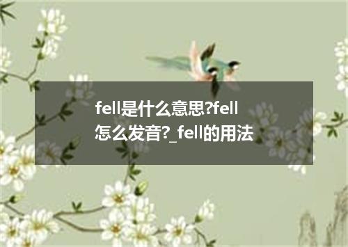 fell是什么意思?fell怎么发音?_fell的用法