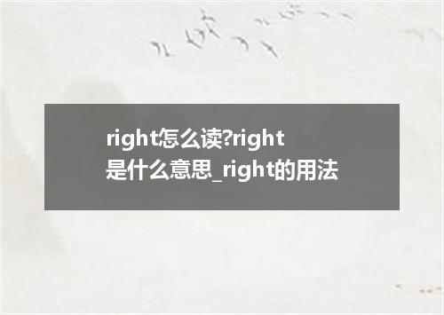 right怎么读?right是什么意思_right的用法