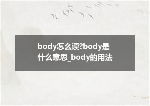 body怎么读?body是什么意思_body的用法
