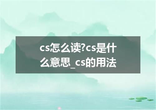 cs怎么读?cs是什么意思_cs的用法
