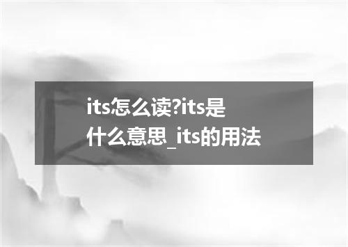 its怎么读?its是什么意思_its的用法