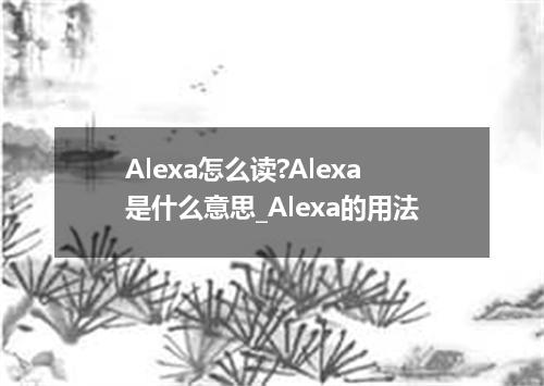 Alexa怎么读?Alexa是什么意思_Alexa的用法