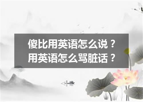 傻比用英语怎么说？用英语怎么骂脏话？