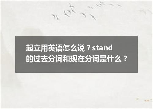 起立用英语怎么说?stand的过去分词和现在分词是什么?