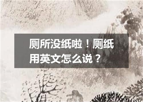 厕所没纸啦!厕纸用英文怎么说?