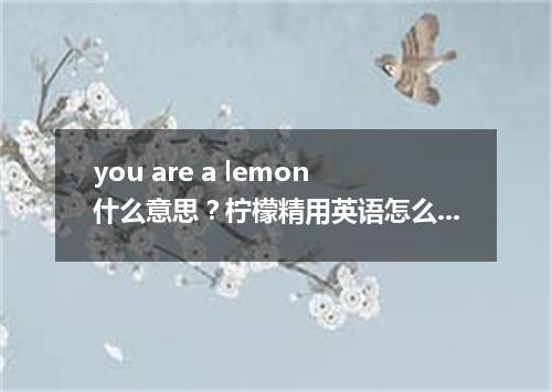 you are a lemon什么意思?柠檬精用英语怎么说?