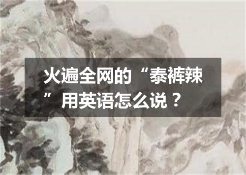 火遍全网的“泰裤辣”用英语怎么说?