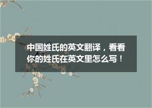 中国姓氏的英文翻译,看看你的姓氏在英文里怎么写!