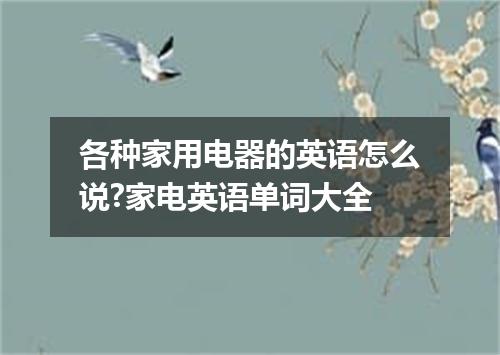 各种家用电器的英语怎么说?家电英语单词大全