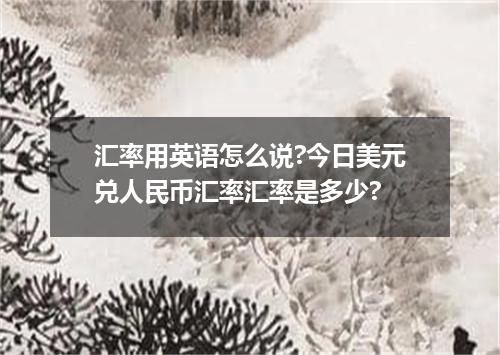 汇率用英语怎么说?今日美元兑人民币汇率汇率是多少?