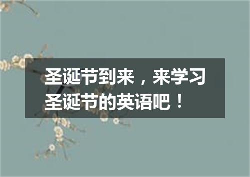 圣诞节到来,来学习圣诞节的英语吧!