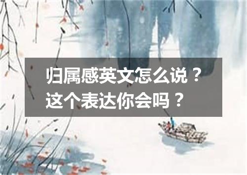 归属感英文怎么说?这个表达你会吗?