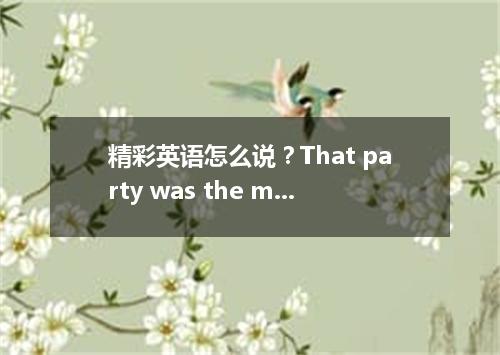 精彩英语怎么说?That party was the most!