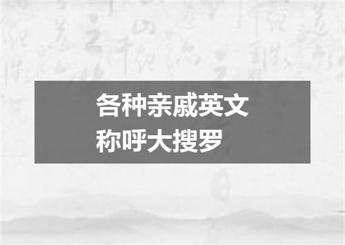 各种亲戚英文称呼大搜罗