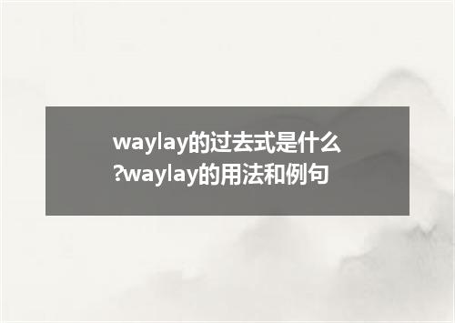 waylay的过去式是什么?waylay的用法和例句