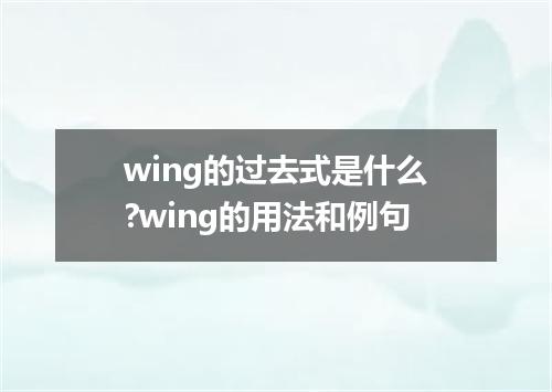 wing的过去式是什么?wing的用法和例句