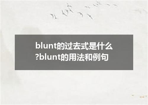 blunt的过去式是什么?blunt的用法和例句