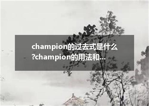 champion的过去式是什么?champion的用法和例句