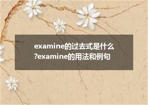 examine的过去式是什么?examine的用法和例句