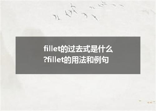 fillet的过去式是什么?fillet的用法和例句