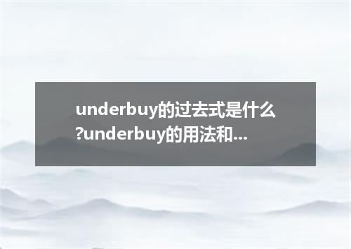 underbuy的过去式是什么?underbuy的用法和例句