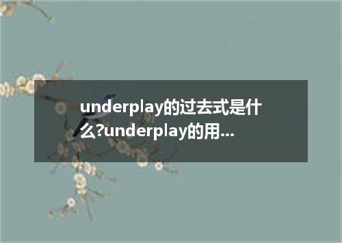 underplay的过去式是什么?underplay的用法和例句