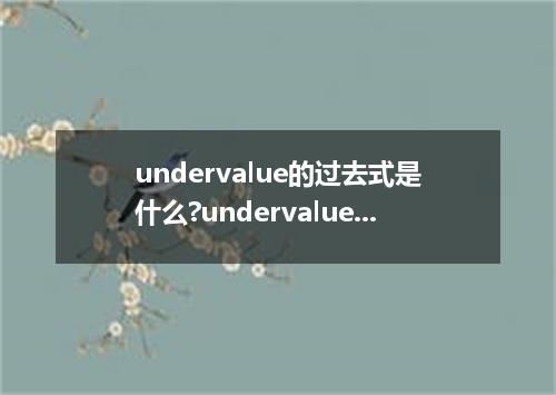 undervalue的过去式是什么?undervalue的用法和例句