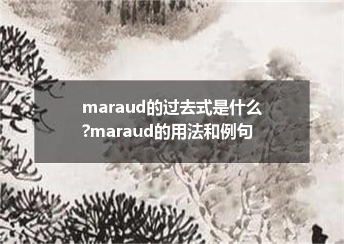maraud的过去式是什么?maraud的用法和例句