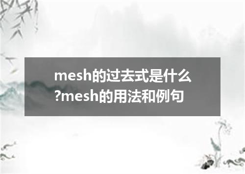 mesh的过去式是什么?mesh的用法和例句