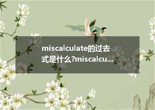 miscalculate的过去式是什么?miscalculate的用法和例句