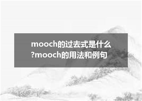 mooch的过去式是什么?mooch的用法和例句