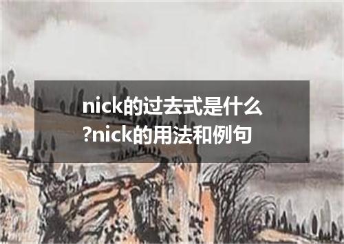 nick的过去式是什么?nick的用法和例句