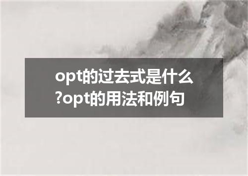opt的过去式是什么?opt的用法和例句