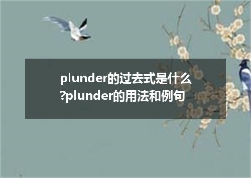 plunder的过去式是什么?plunder的用法和例句