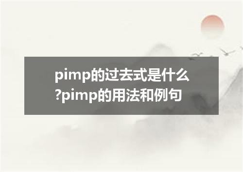 pimp的过去式是什么?pimp的用法和例句
