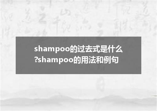 shampoo的过去式是什么?shampoo的用法和例句