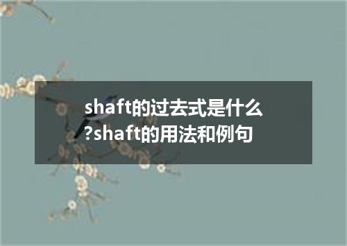 shaft的过去式是什么?shaft的用法和例句