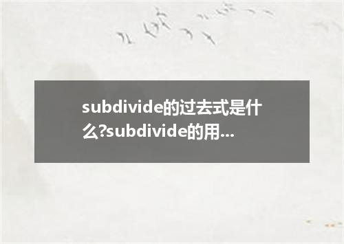 subdivide的过去式是什么?subdivide的用法和例句