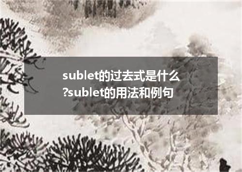 sublet的过去式是什么?sublet的用法和例句