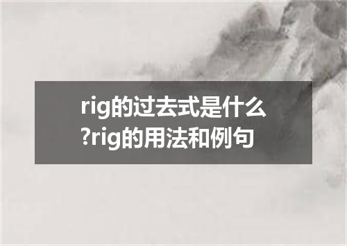 rig的过去式是什么?rig的用法和例句