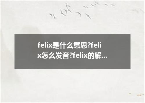 felix是什么意思?felix怎么发音?felix的解释和用法